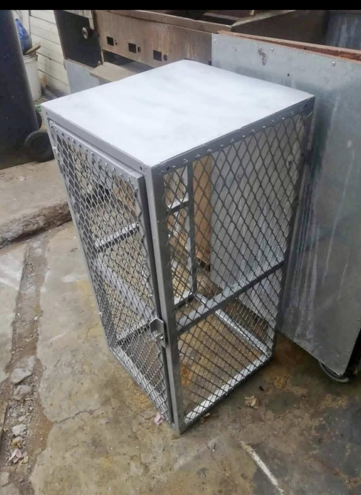 Galvanised steel LPG gas cage manufactured by Red Flame in Cape Town.