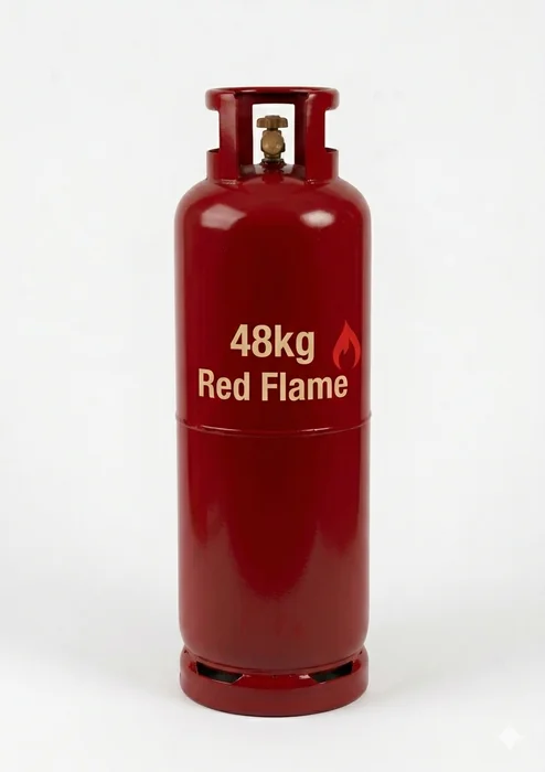 48 kg LPG gas cylinder refill, R1600, free same-day delivery across Cape Town from Red Flame Gas Supplier — for restaurants, guesthouses and laundromats