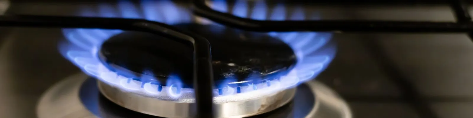 Gas burner ring running a clean blue flame after commissioning